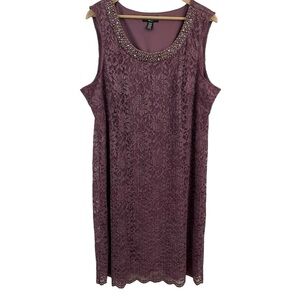 R&M Richards Sparkly Party Dress Womens 20W Purple Lace Feminine Pretty Vacation
